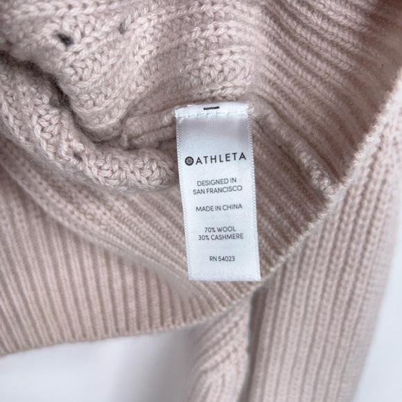 Athleta Wool Cashmere Cream Knit Sweater Crew Neck Neutral Cozy Cropped Small - Picture 8 of 11